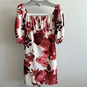 Nasty gal floral puff sleeve mini dress off shoulder NWT size 6